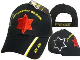 U.S. Army 6th Infantry Red Star Military Black Embroidered Cap Hat 573 - £10.11 GBP