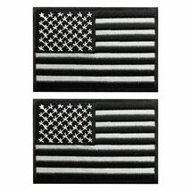 Reflective USA American Flag Patch (2 PC Iron on sew on - 3.0 X 2.0 -RF2) - £6.28 GBP