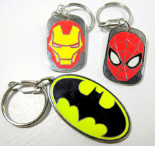 LOT of 3 Keychains Batman Ironman Spiderman DC Marvel Metal Officially Licensed - £11.64 GBP