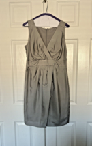 Banana Republic Women&#39;s V-Neck Sleeveless 100% Silk Grey Faux Wrap Dress, size 6 - £16.44 GBP