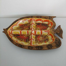 Fish Platter Vintage MCM Treasure Craft Large Sectioned Orange Brown Yellow EUC - £49.79 GBP