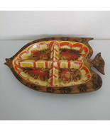 Fish Platter Vintage MCM Treasure Craft Large Sectioned Orange Brown Yel... - $62.84