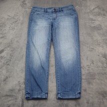 Ann Taylor Loft Pants Womens Blue Mid Rise Flat Front 4 Pocket Faded Capri Jeans - £23.34 GBP