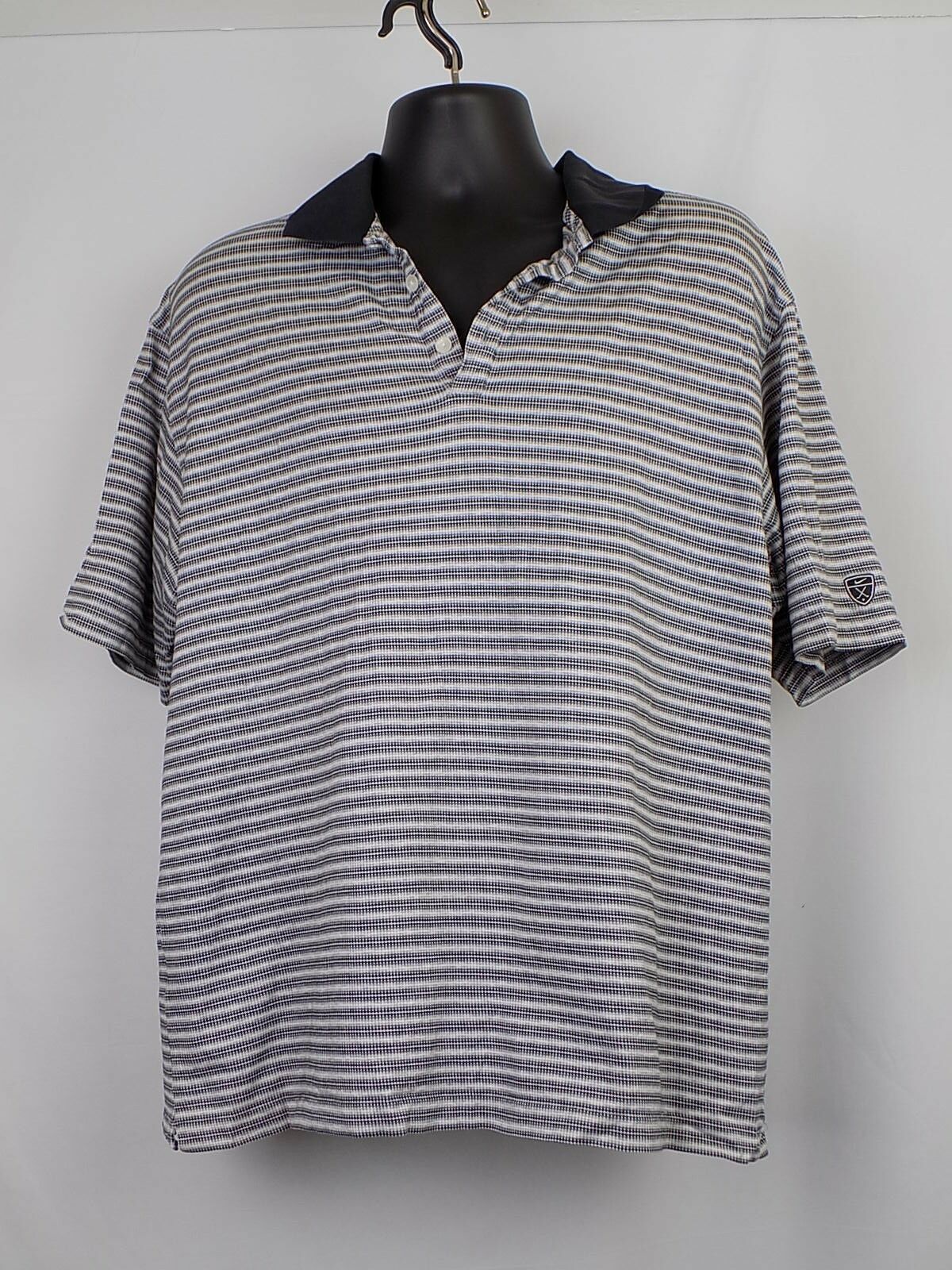 Primary image for Nike Golf Men Golf Shirt Size Large Gray Shirt Black Stripes Short Sleeve