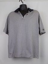 Nike Golf Men Golf Shirt Size Large Gray Shirt Black Stripes Short Sleeve - $14.52