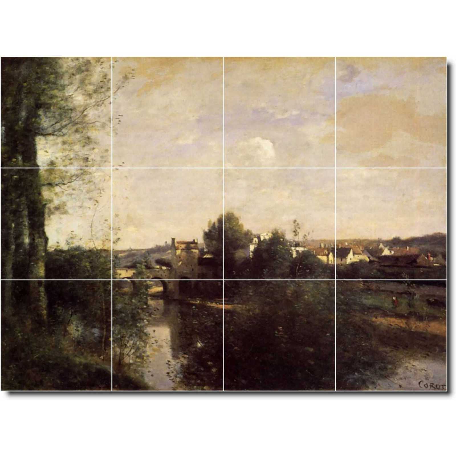 Corot jean old bridge at limay on the seine