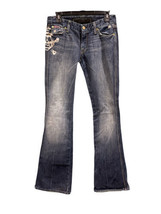 Womens 7 For All Mankind Boot Cut Size 27x33 Side Skull Distressed Facto... - £33.43 GBP