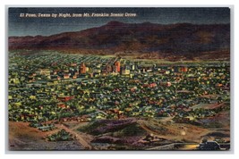 Aerial Night View El Paso Texas TX UNP Linen Postcard O22 - $4.90