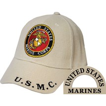 EagleEmblems Men&#39;s USMC Tan Logo Embroidered Ball Cap Adjustable Tan - $16.02