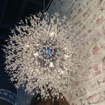Crystal Chandeliers 24&quot; W Hanging Ceiling Light Fixture Modern Pendant Light - £286.96 GBP+