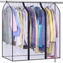 40&quot; Hanging Garment Bags For Closet Storage Clear Garment Rack Cover Bottom Encl - £30.46 GBP