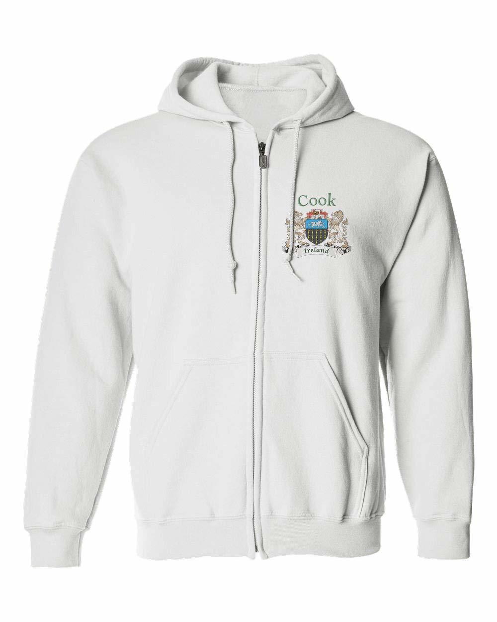 Cook Irish Coat of Arms Full Zip Hoodie - White - Size Large - $35.28