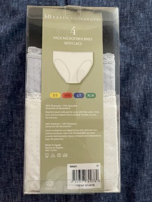 4 Pack Karen Neuburger 2760 Women's Hi-Cut Microfiber Brief With Lace Size M Item image 2