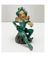 Vintage Ceramic Pixie Elf, 1940&#39;s Occupied Japan, Teal w/Rose Gold Tone ... - $32.49 CAD