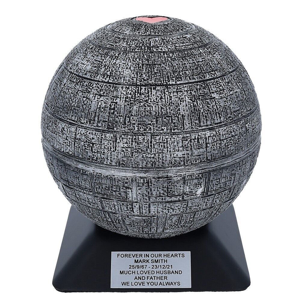 Primary image for Cremation Urn Inspired By a Star Wars Death Star With a Red Heart on the Top