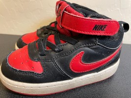 Nike Court Borough Mid Size 8C Toddler Shoes Black Red Jordan - £17.15 GBP
