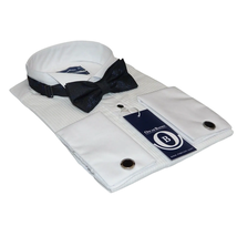 Mens Oscar Banks Turkish Formal Tuxedo Shirt Cotton Wing Tip Bow tie 5504 White image 2