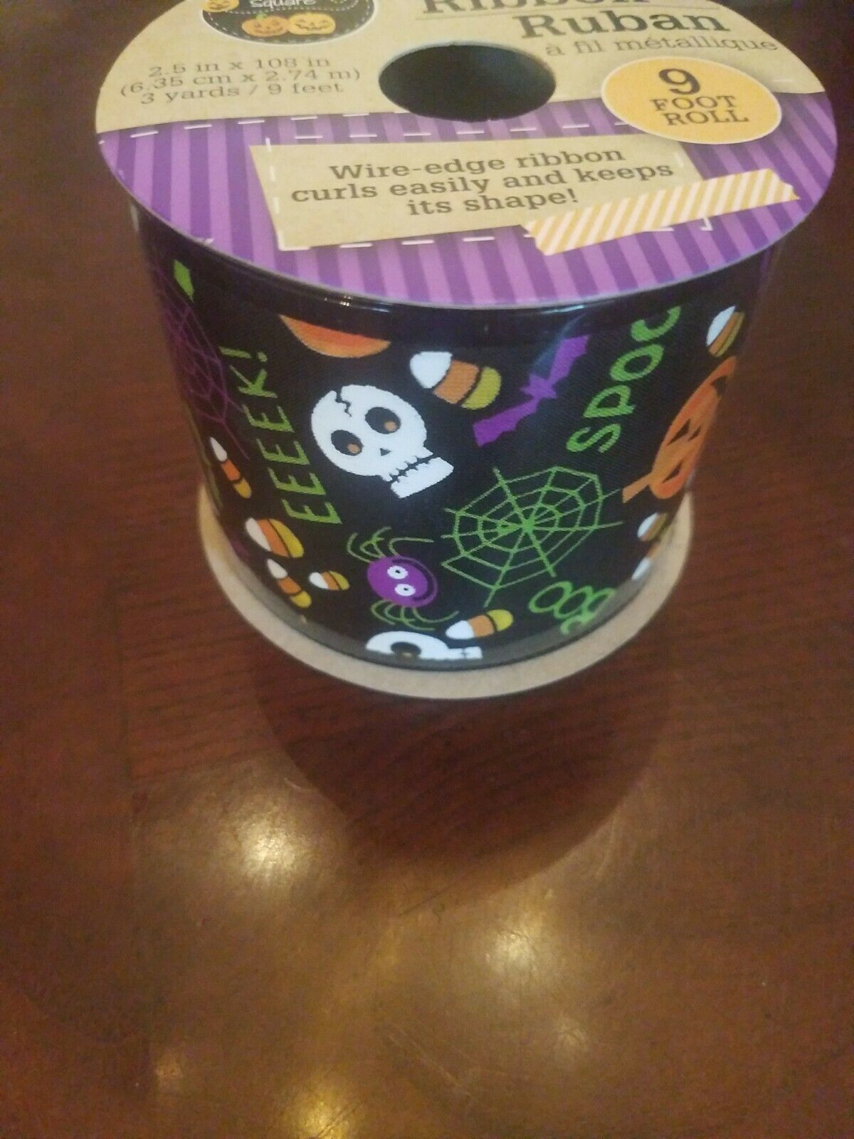 Wire Ribbon 9 Foot Roll Halloween 2.5&quot; x108&quot;.-BRAND NEW-SHIPS SAME BUSIN... - $13.74
