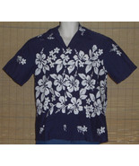 Ui Maikai Hawaiian Shirt Blue White Flowers Vintage No Size 100% Cotton - €170,55 EUR