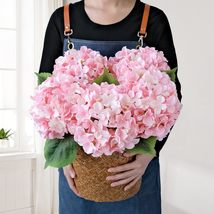 Light Pink Flowers Silk Artificial Hydrangeas, 5Pcs 20Inch Lifelike Large - £14.88 GBP