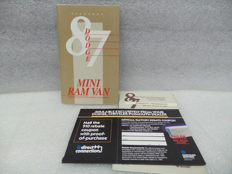 MINI RAM VAN CARAVAN   1987 Owners Manual 16590 - $12.86