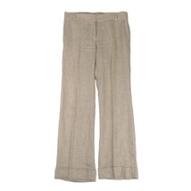 J CREW 100% Linen Straight Wide Leg Flat Front Cuffed Pants Women&#39;s 4 Beige Flax - £24.29 GBP