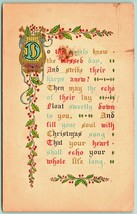 Christmas Angels Poem Holly Fancy Text International Art DB Postcard F7 - £2.80 GBP