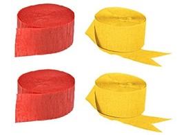 Red and Gold Yellow Crepe Paper Streamers (2 Rolls Each Color) USA-Made - £7.09 GBP