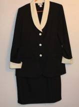 Bedford Fair Black White Skirt Jacket Suit Set Women&#39;s Size 12 - £47.96 GBP