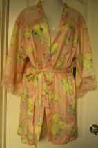 INC Satin Robe Rose Print with lace details size XL - £16.95 GBP