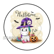30 Cute Halloween Witch Unicorn Envelope Seals Labels Stickers 1.5&quot; Round Gifts - £5.86 GBP