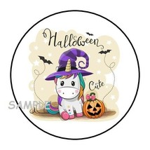 30 Cute Halloween Witch Unicorn Envelope Seals Labels Stickers 1.5&quot; Round Gifts - $7.49