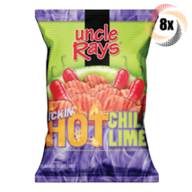 8x Bags Uncle Ray's Hot Chili Lime Flavored Potato Chips | 3oz | Fast Shipping - £21.74 GBP