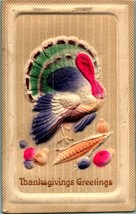 Airbrushed High Relief Embossed Thanksgiving Greetings 1919 Vtg Postcard  - £12.01 GBP