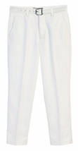 Boy&#39;s Slim Fit Belted Flat Front Slacks Waist Junior Kids White Dress Pants - £20.63 GBP