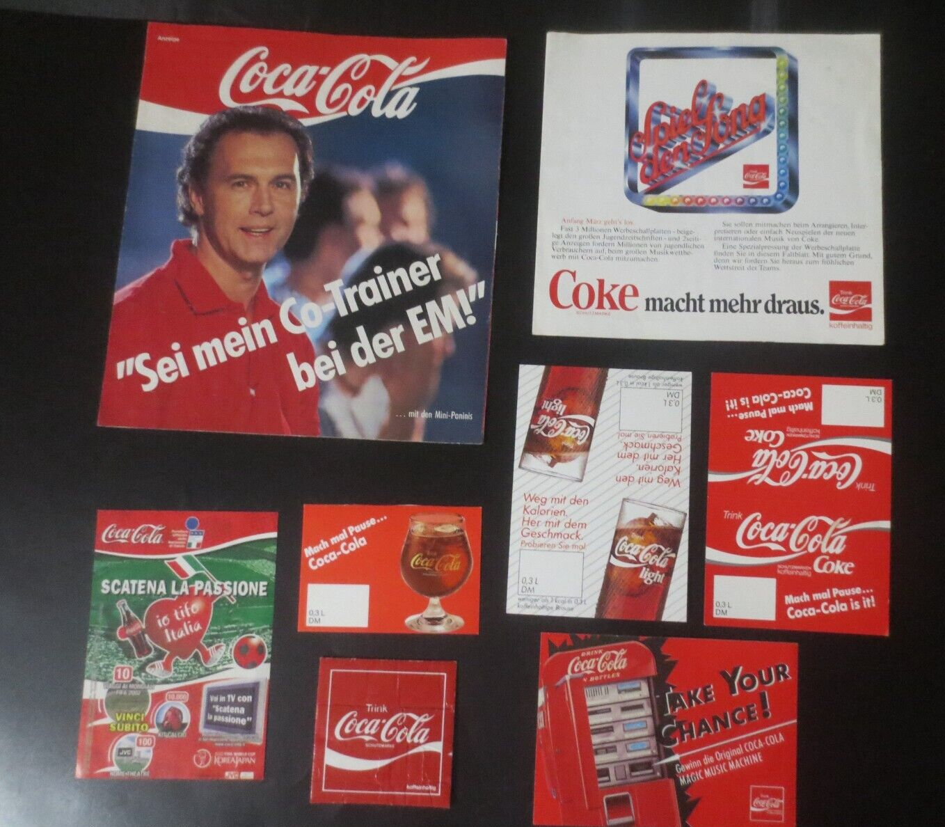 Primary image for 8 Different Coca-Cola German Assortment of Paper Items