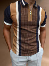 Men&#39;s Full Size Quarter Zip Short Sleeve Polo Plus Size - $33.49
