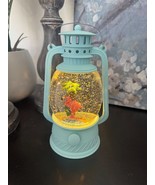 snow globe with pink flamingo in turquoise blue lantern - $79.18
