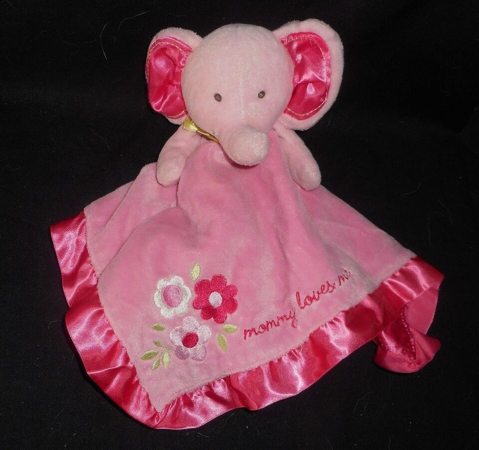 Primary image for CARTER'S SECURITY BLANKET BABY PINK ELEPHANT MOMMY RATTLE STUFFED ANIMAL PLUSH