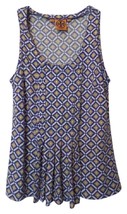 Tory Burch Sleeveless Mosaic Print Longer Cotton Knit Top Tank Stretch T... - $27.50