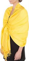Yellow - 78X28 2PLY Pashmina Solid Silk Shawl Wrap Cashmere Stole Scarf - £15.17 GBP