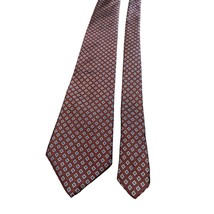 MacGraviss Mens Tie Red Blue Geometric Pattern Silk Vintage Necktie - $12.59