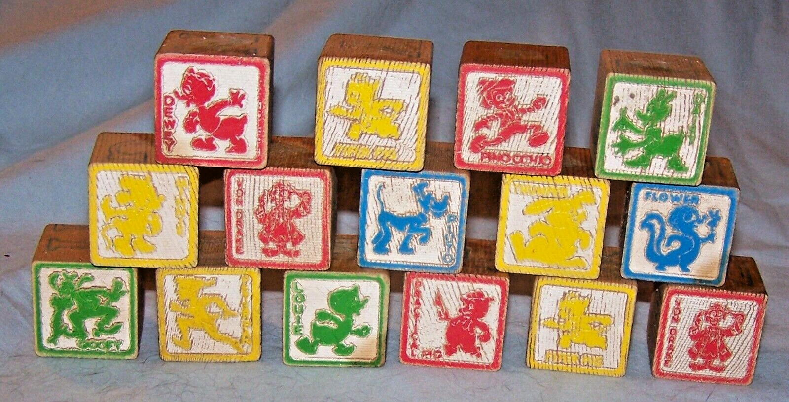 Vintage Lot of 15 Wooden Disney Character Blocks-Flower, Pluto, etc.-Lot... - $20.00