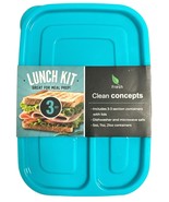 3 Pack Fresh Clean Concepts Lunch Kit 3 Sections In Each Container with Lid - $13.85