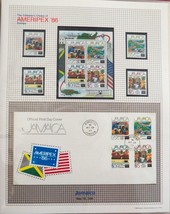 AMERIPEX &#39;86 Jamaica - Mint Stamps &amp; FDC in Mounts to Page with Outer Sl... - $18.86