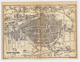1880 Antique City Map Of Dortmund / North RHINE-WESTPHALIA / Germany - £16.84 GBP