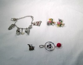 Vintage Costume Jewelry Silver Charm Bracelet - Lot of 4 - K1517 - £43.01 GBP