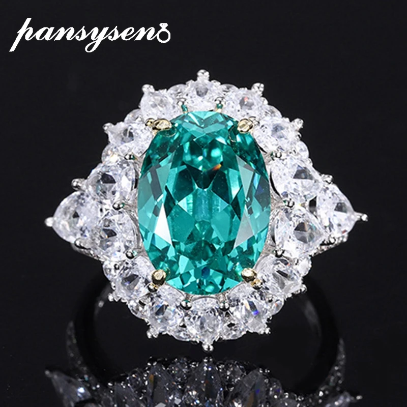 Sparkling S925 Silver Jewelry Oval Cut 10x14MM Paraiba Tourmaline Simulated Mois - £61.73 GBP