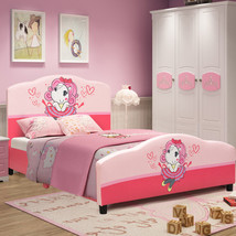 Kids Children Upholstered Platform Toddler Bed Bedroom Home Girl Pattern - $298.99