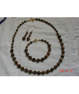 Genuine Tiger&#39;s Eye Necklace, Bracelet, and Earring Set - Free shipping - £23.89 GBP